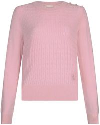 Liu Jo - Button-Embellished Cable-Knit Long-Sleeved T-Shirt - Lyst
