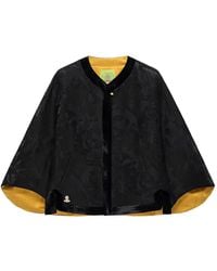 Shanghai Tang - Chubby Floral-Jacquard Velvet-Trim Cape Jacket - Lyst