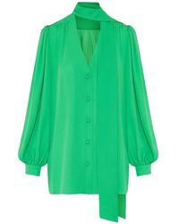 Valentino Garavani - Scarf-Detail Bishop-Sleeve Shirt - Lyst
