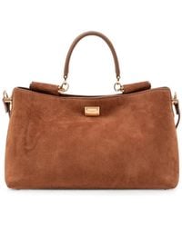 Dolce & Gabbana - Vittoria Suede-Finish Logo-Plaque Shoulder Bag - Lyst