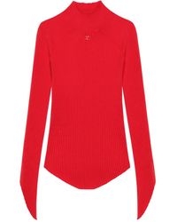 Courreges - Jersey de canalé con cuello alto - Lyst