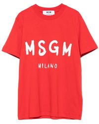 MSGM - T-Shirt mit Logo-Print - Lyst