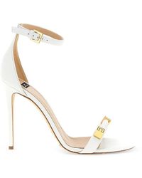 Elisabetta Franchi - Leather Sandals With Logo Details - Lyst
