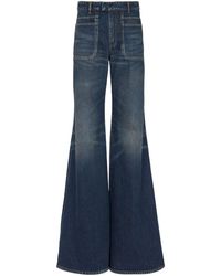 Balmain - Logo-patch Wide-leg Jeans - Lyst