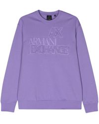 Armani Exchange - Logo-embossed Cotton Blend Sweatshirt - Lyst