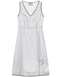 Prada - Striped Dress With Bow - Lyst
