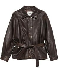Maje - Belted Leather Jacket - Lyst