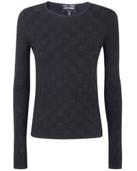 Emporio Armani - Check-Pattern Long-Sleeve Sweater - Lyst