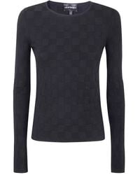 Emporio Armani - Check-Pattern Long-Sleeve Sweater - Lyst