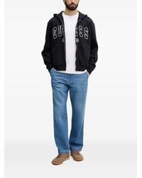 Guess - Logo-Embroidered Zip-Up Hoodie - Lyst