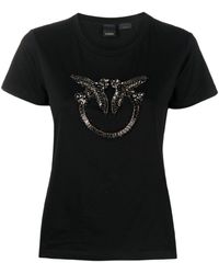 Pinko - Love Birds Bead-embellished T-shirt - Lyst