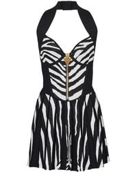 Balmain - Zebra-print Mini Dress - Lyst