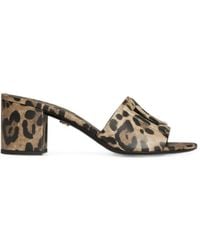 Dolce & Gabbana - Leo-Print Calfskin Mules - Lyst