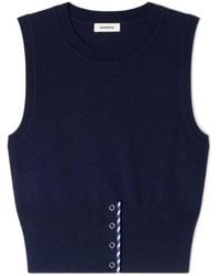 Sandro - Cropped Striped Wool-Cashmere Sweater - Lyst