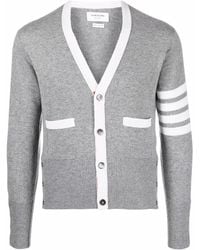 Thom Browne - 4-Bar Stripe Knit Cardigan - Lyst
