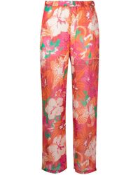 MSGM - Floral-print Wide Leg Trousers - Lyst