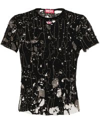 DIESEL - T-Uncyna Tulle T-Shirt With Destroyed Jersey - Lyst