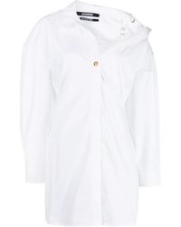 Jacquemus - Asymmetric Cotton Poplin Mini Dress - Lyst