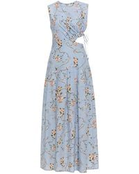 Agua Bendita - Otono Navegante Cut-Out Floral-Print Midi Dress - Lyst