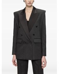 Nissa - Pinstripe Contrast-Lapel Double-Breasted Blazer - Lyst
