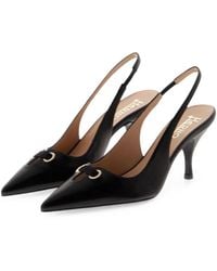 Herno - Eyelet-Detail Leather Slingback Pumps - Lyst