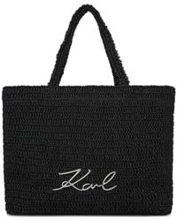 KARL LAGERFELD - K/Signature Crochet Beach Bag - Lyst