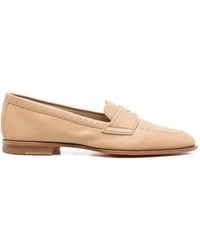 Santoni - Topstitched Leather Loafers - Lyst