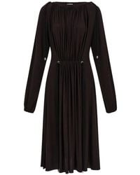 Ferragamo - Viscose Dress With Gathered Detailing - Lyst