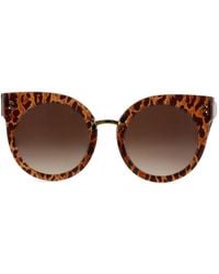 Stella McCartney - Leopard-Print Round Sunglasses - Lyst