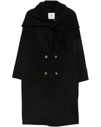 SOLOTRE - Double-Breasted Scarf-Detail Coat - Lyst