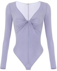 Elisabetta Franchi - Knot-Detail Draped Bodysuit - Lyst