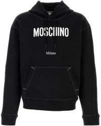 Moschino - Contrast-Stitch Logo-Print Hoodie - Lyst