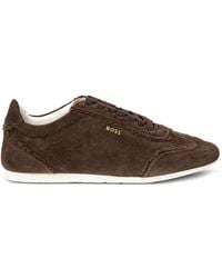 BOSS - Suede Raw-Edge Sneakers - Lyst