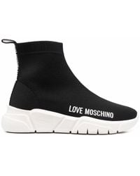 Love Moschino - Slip-On-Sneakers mit Print - Lyst