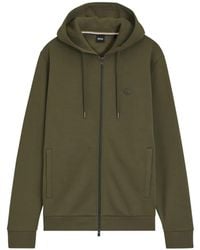 BOSS - Cotton-Blend Zip-Up Hoodie With Double B Monogram - Lyst