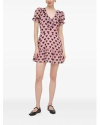 Silvian Heach - Frill-Neckline Heart-Print Mini Dress - Lyst