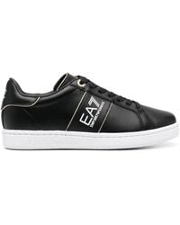 EA7 - Logo-print Leather Sneakers - Lyst