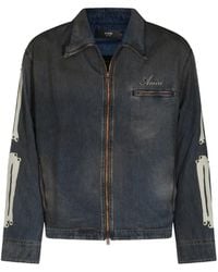 Amiri - Skels Leather-Patch Denim Jacket - Lyst
