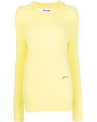 Ganni - Logo-Embroidered Crew-Neck Sweater - Lyst