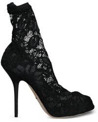 Dolce & Gabbana - Lace Open-Toe Ankle Boots - Lyst