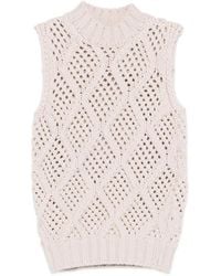 Eleventy - Cable-Knit Sleeveless Top - Lyst