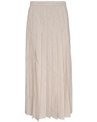 N°21 - Midi Striped Pleated Skirt - Lyst