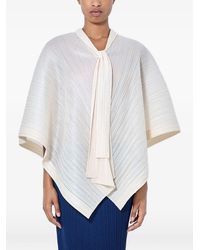 Pleats Please Issey Miyake - Tie-Neck Pleated Blouse - Lyst