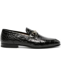 SCAROSSO - Crocodile-Effect Leather Loafers - Lyst