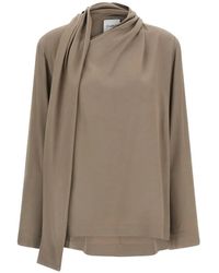 Nude - Draped Asymmetrical-Panel Blouse - Lyst