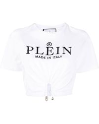 Philipp Plein - Embroidered-logo Cropped T-shirt - Lyst