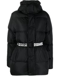 DSquared² - Puff schwarzer Kapuzenpuffer mit Gürtel - Lyst