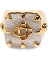 CASABLANCA - Logo-Plaque Signet Ring - Lyst