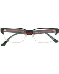 Gucci - Web Detail Rectangular-Frame Glasses - Lyst