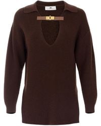 Elisabetta Franchi - Trui Met Gespdetail En Polokraag - Lyst